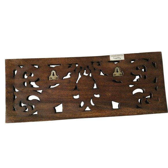 Vintage Ornate Hand Carved Wooden Elephant Floral Wall Panel Made in Thailand - Picture 10 of 16